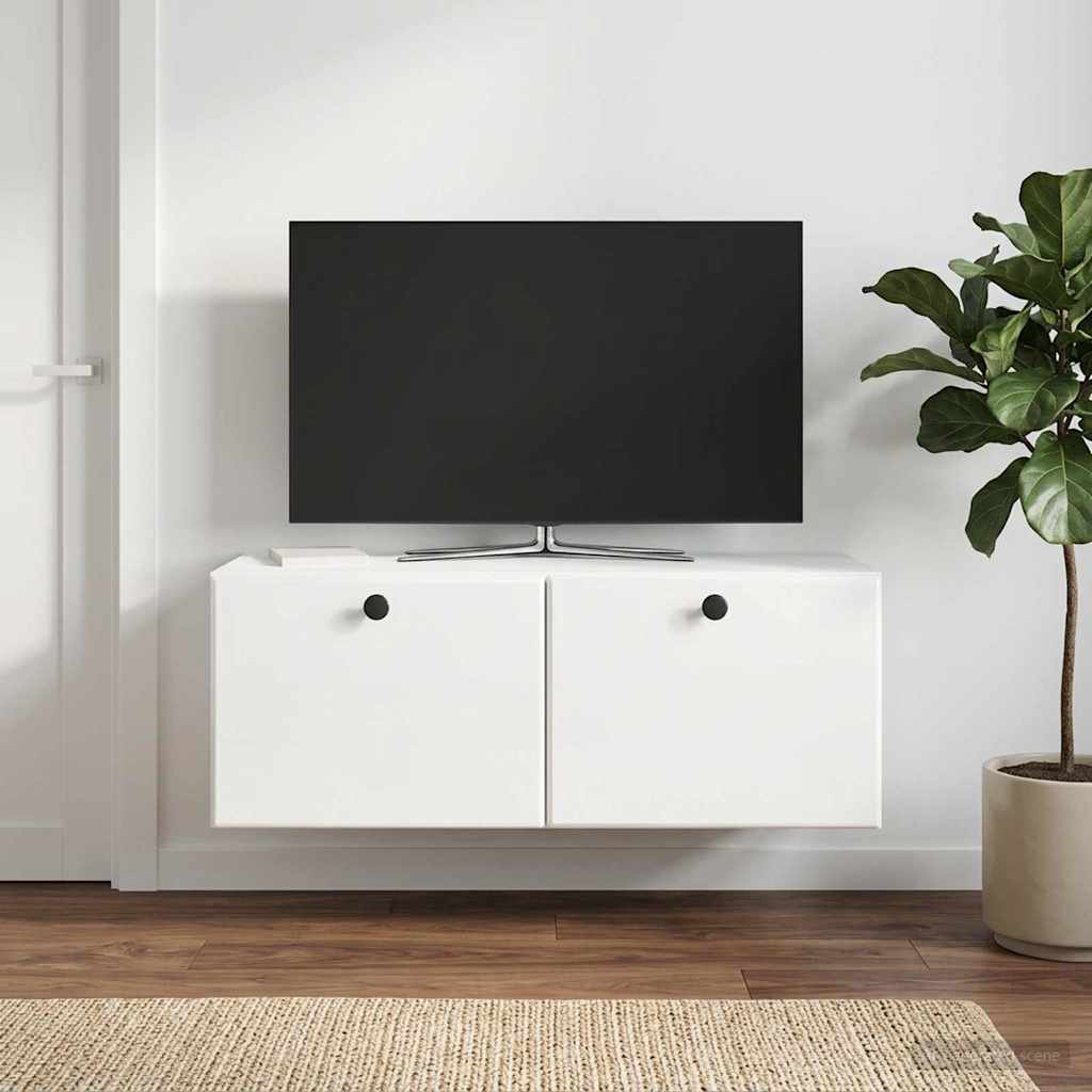 vidaXL Wall-Mounted TV Cabinet 78.5 x 31 x 30 cm High Gloss White