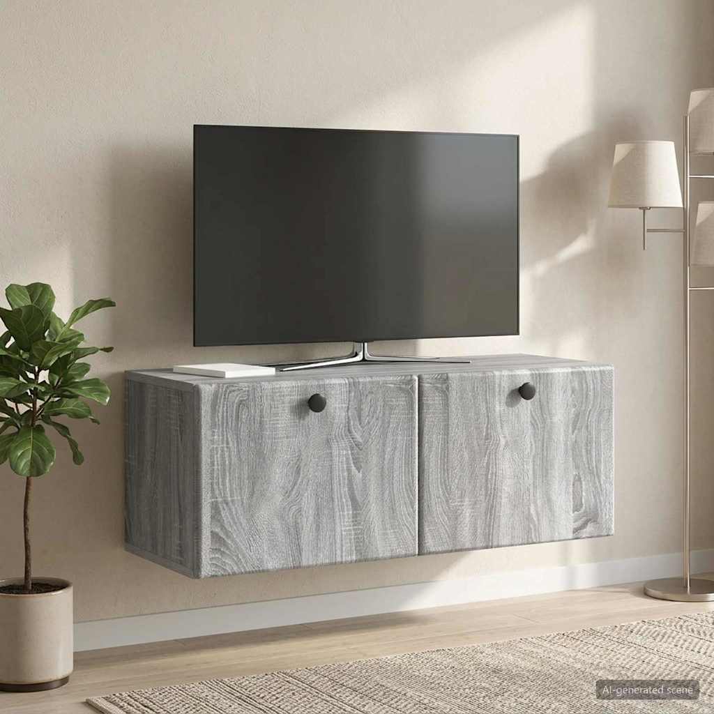 vidaXL Wall-Mounted TV Cabinet 78.5 x 31 x 30 cm Grey Sonoma