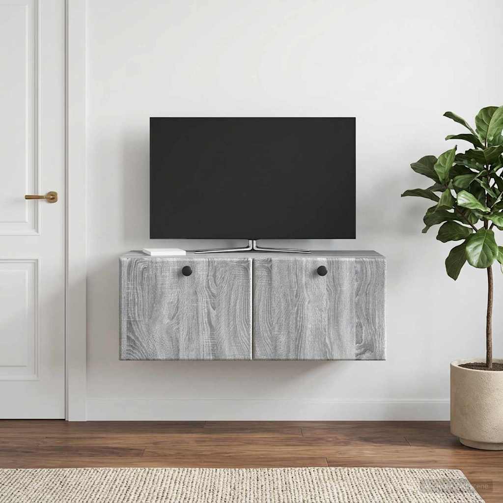 vidaXL Wall-Mounted TV Cabinet 78.5 x 31 x 30 cm Grey Sonoma