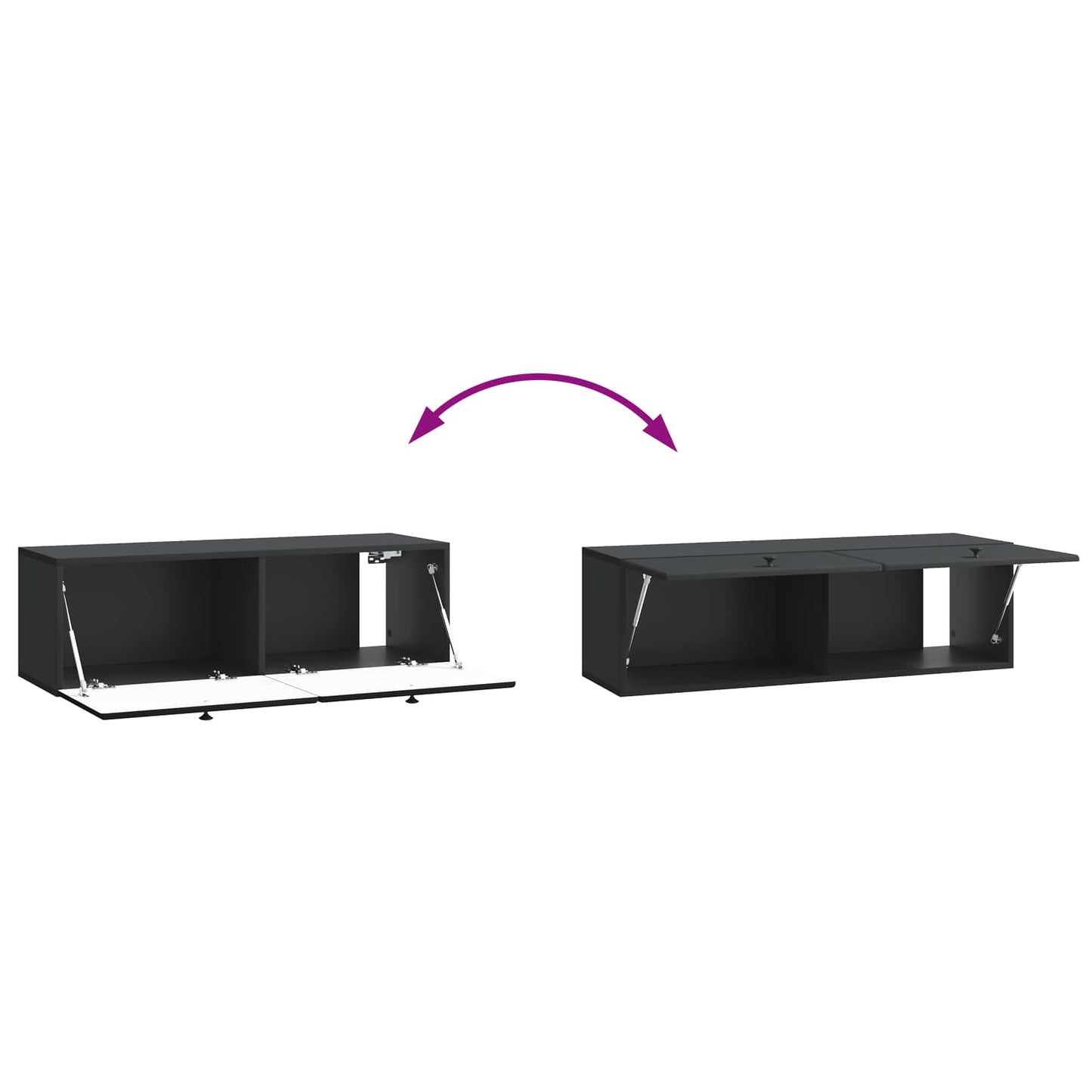vidaXL Wall-Mounted TV Cabinet 98 x 31 x 30 cm Black Engineered Wood
