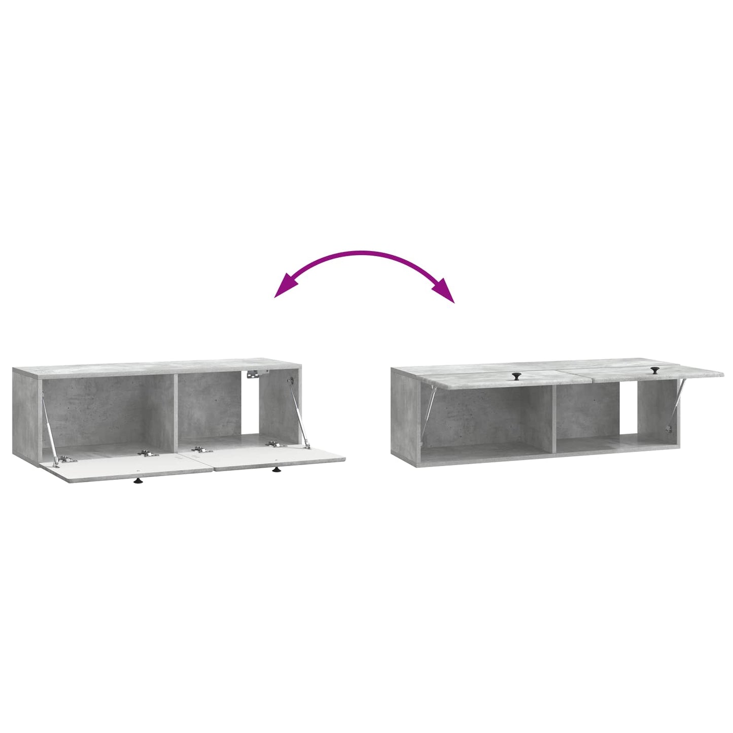 vidaXL Wall-Mounted TV Cabinet 98 x 31 x 30 cm Concrete Grey