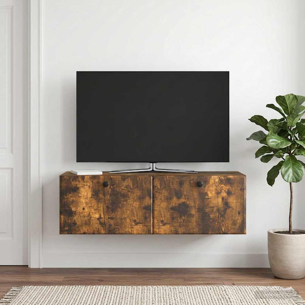vidaXL Wall-Mounted TV Cabinet 98 x 31 x 30 cm Smoked Oak