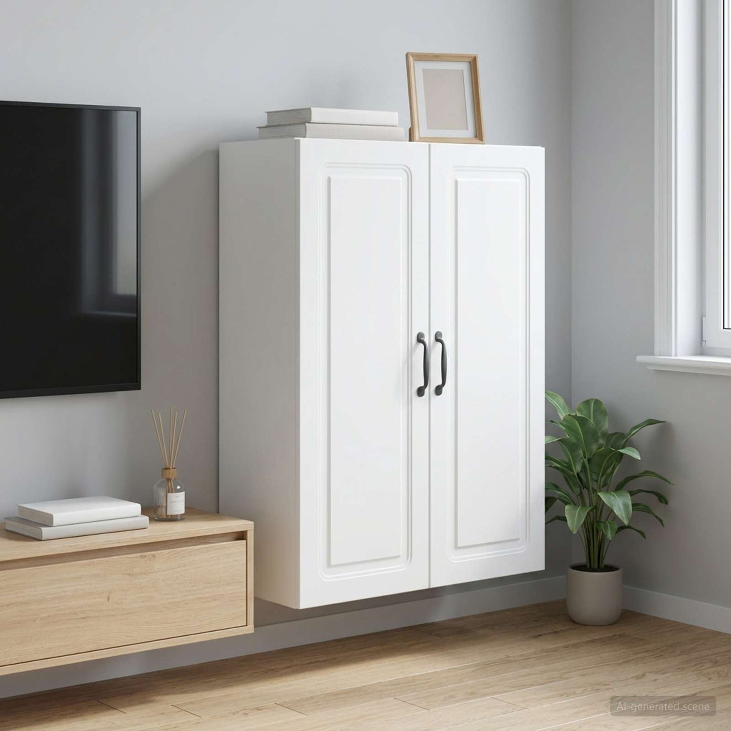 vidaXL Wall-Mounted Cabinet White 66 x 34.5 x 90 cm Engineered Wood