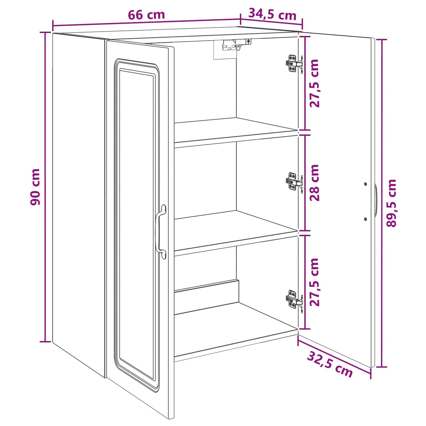 vidaXL Wall-Mounted Cabinet 66 x 34.5 x 90 cm Engineered Wood
