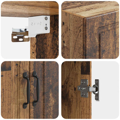 vidaXL Wall-Mounted Cabinet Old Wood 66 x 34.5 x 90 cm Engineered Wood