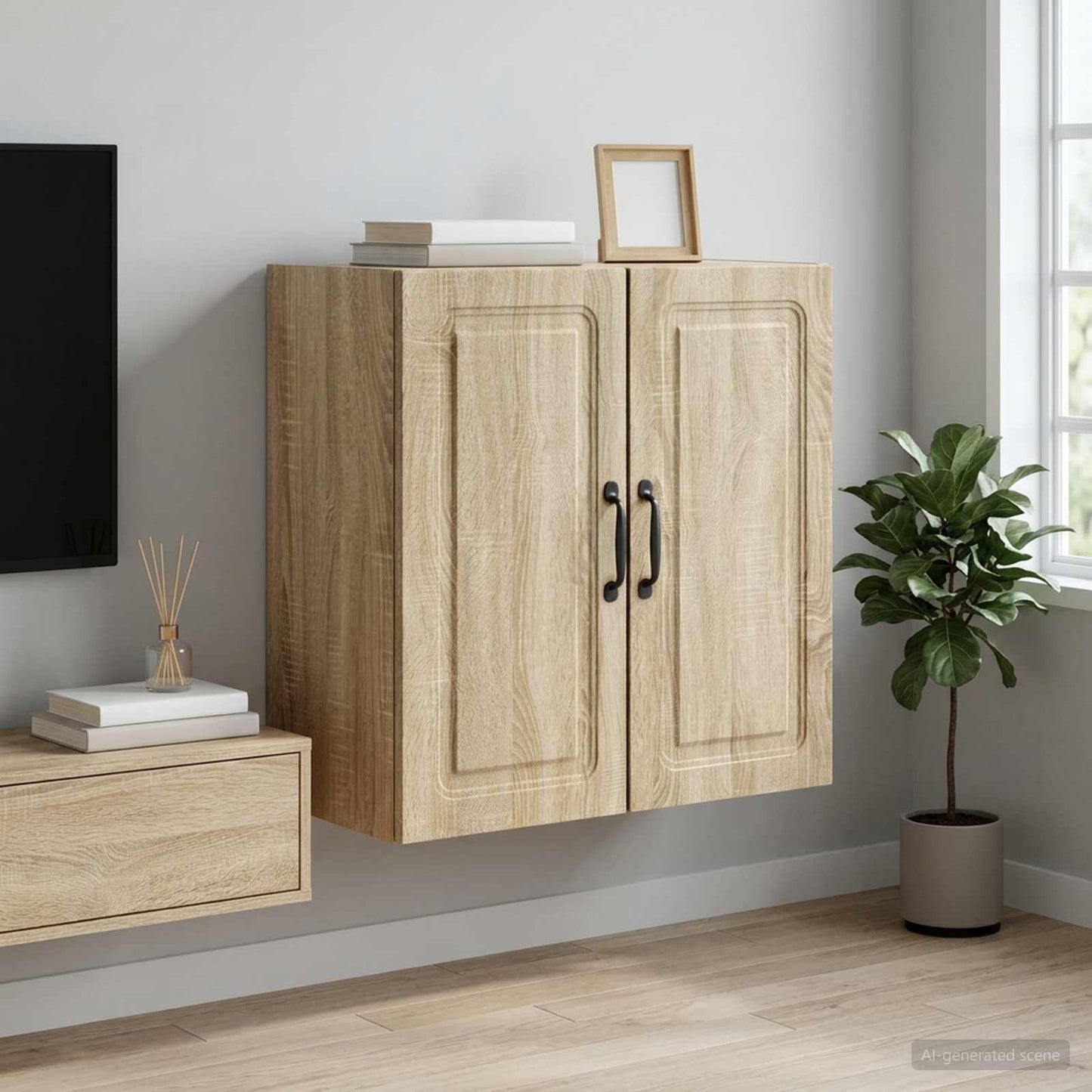 vidaXL Wall-Mounted Cabinet Sonoma Oak 59 x 31 x 60 cm Engineered Wood