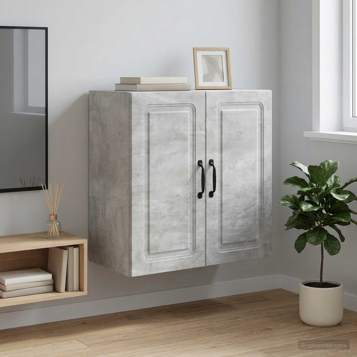 vidaXL Wall-Mounted Cabinet Concrete Grey 59 x 31 x 60 cm