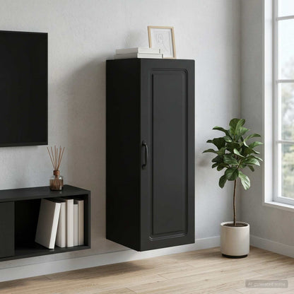vidaXL Wall-Mounted Cabinet Black 33 x 34.5 x 90 cm Engineered Wood