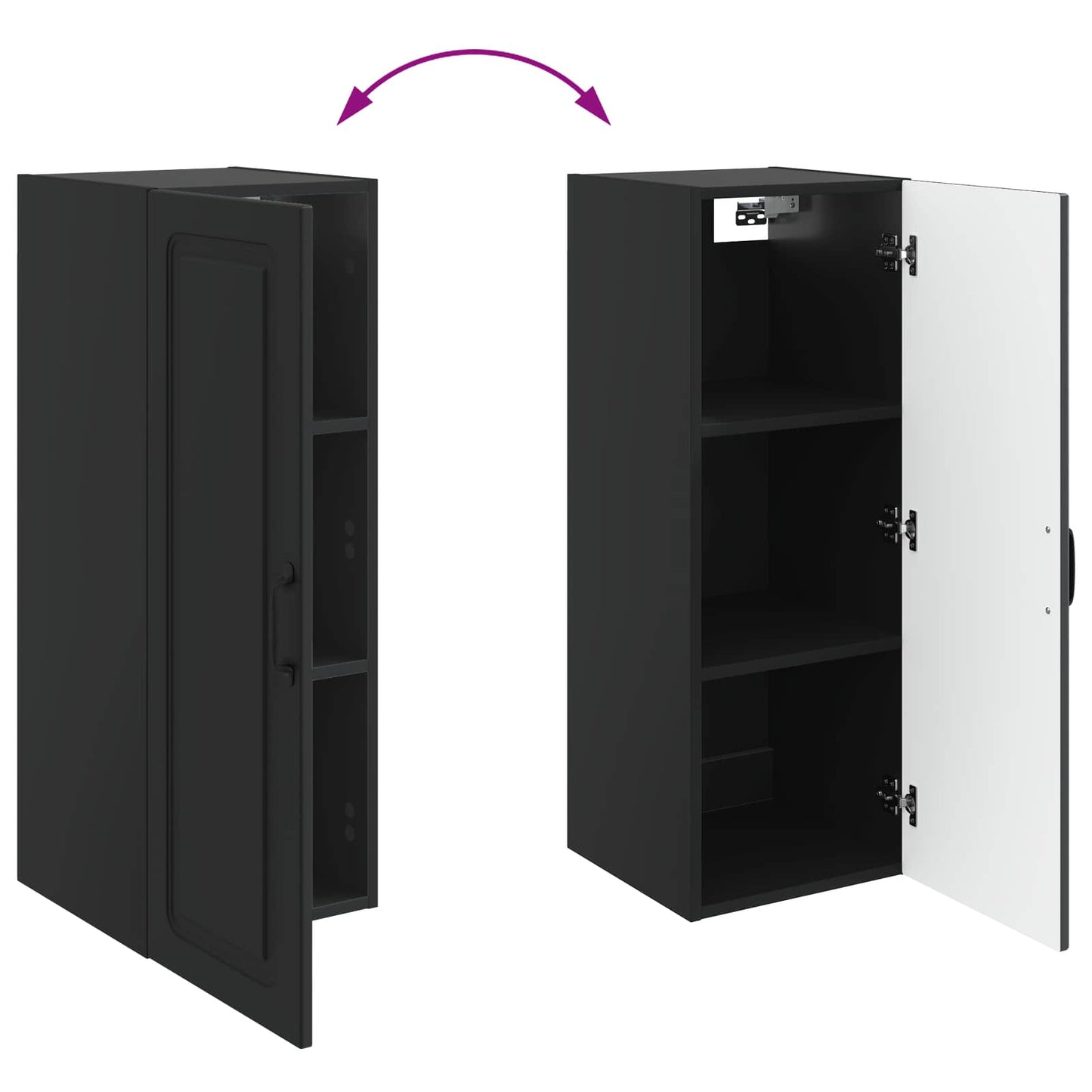 vidaXL Wall-Mounted Cabinet Black 33 x 34.5 x 90 cm Engineered Wood