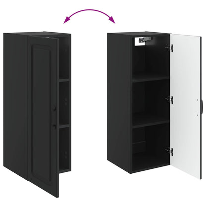 vidaXL Wall-Mounted Cabinet Black 33 x 34.5 x 90 cm Engineered Wood