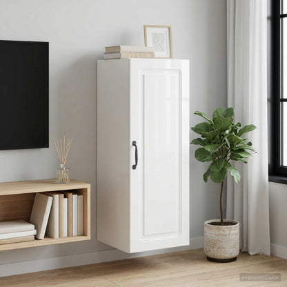 vidaXL Wall-Mounted Cabinet High Gloss White 33 x 34.5 x 90 cm