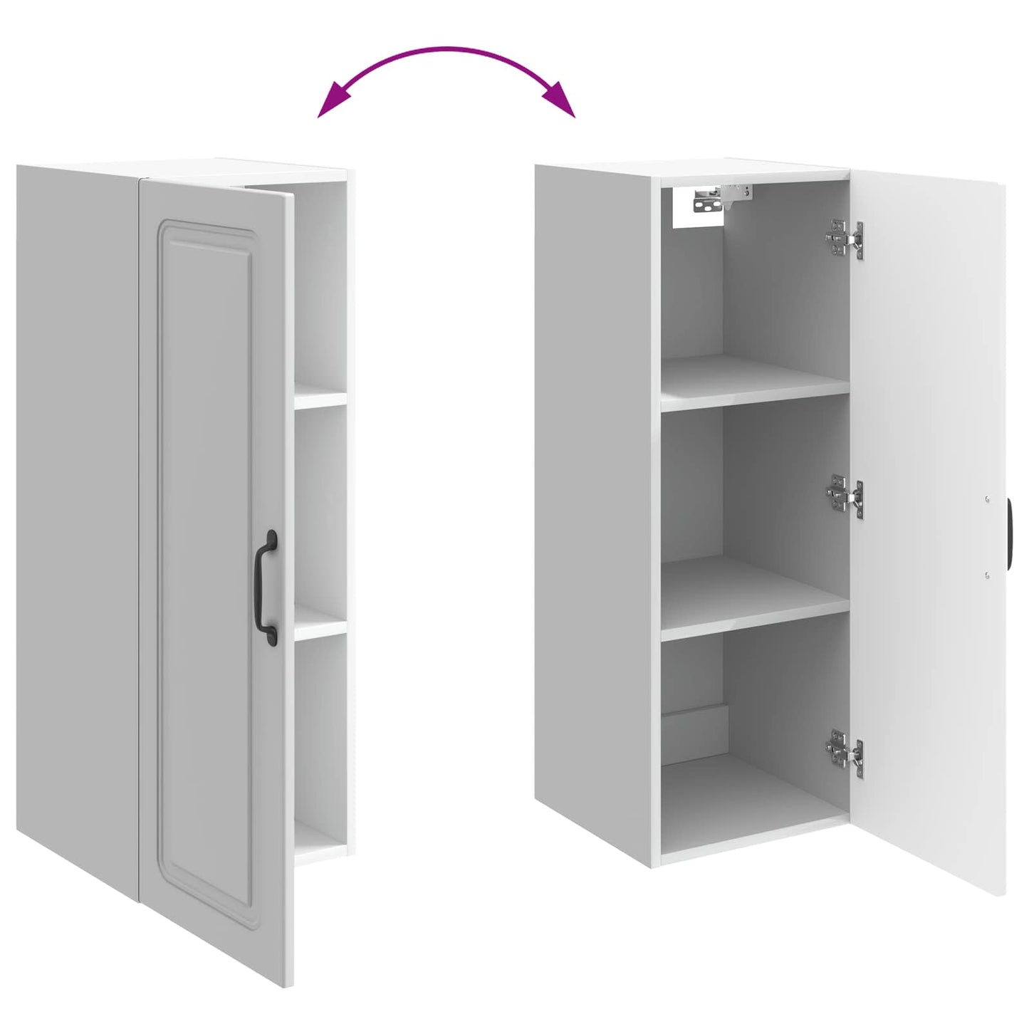 vidaXL Wall-Mounted Cabinet High Gloss White 33 x 34.5 x 90 cm