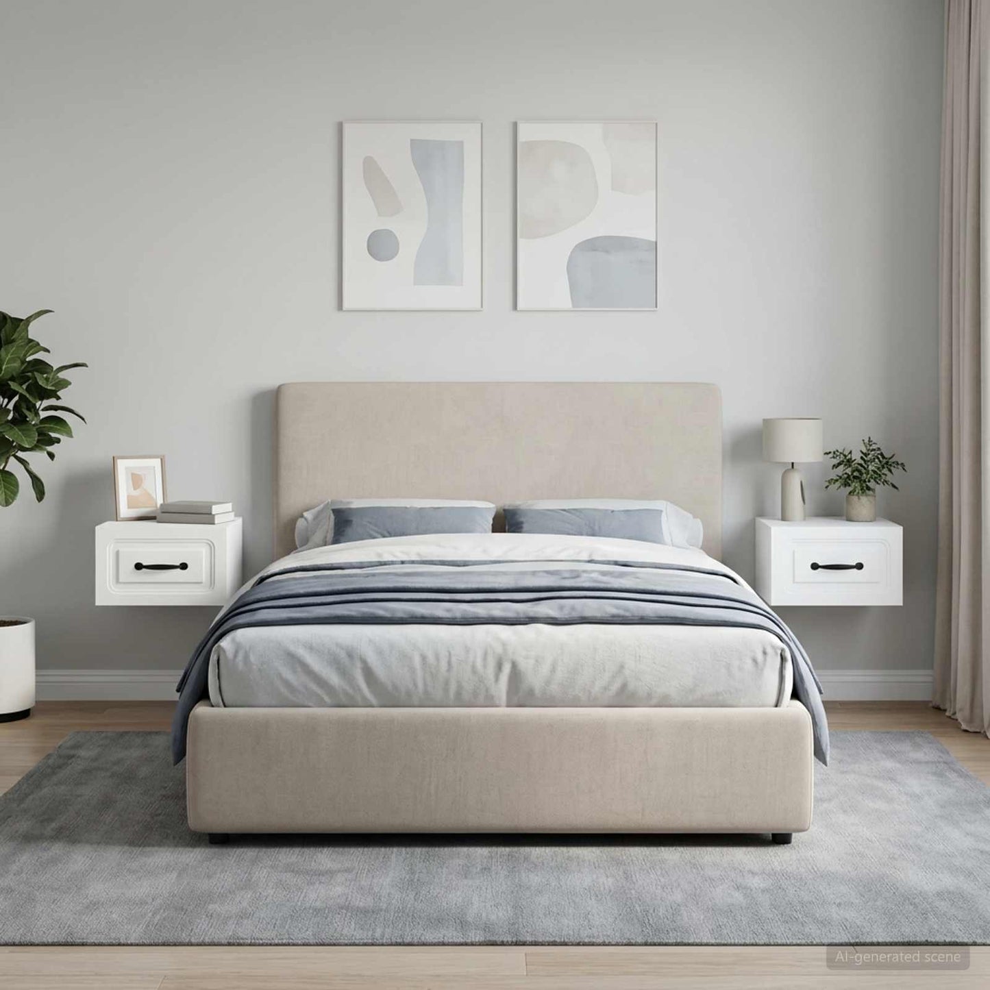 vidaXL Wall-Mounted Bedside Cabinet 2 pcs White 34.5 x 33 x 20 cm
