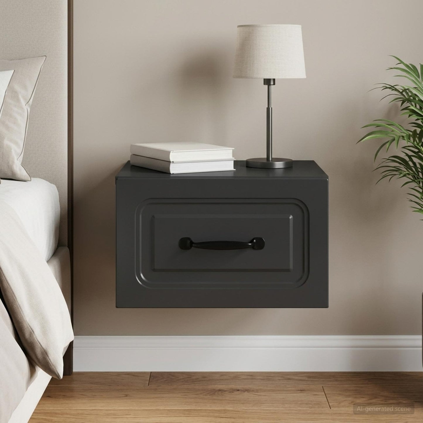 vidaXL Wall-Mounted Bedside Cabinet Black 34.5 x 33 x 20 cm