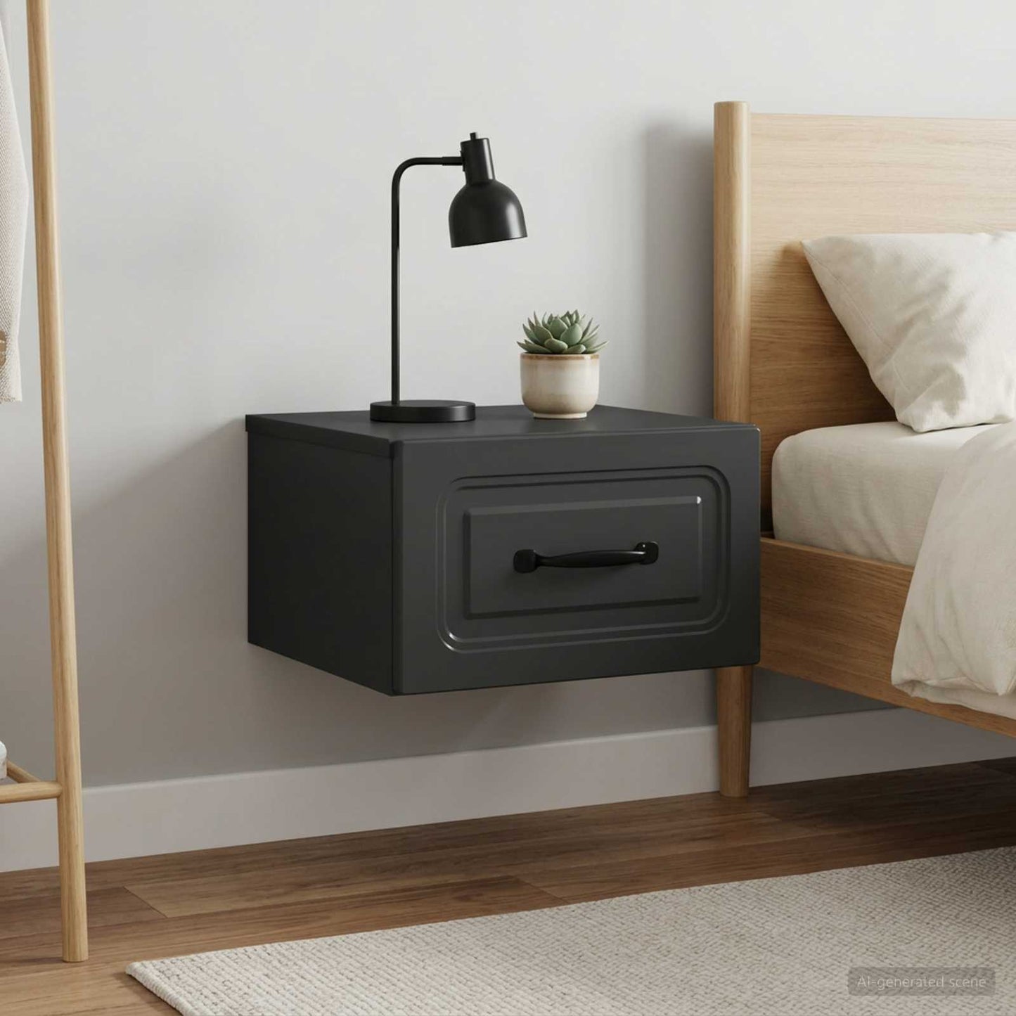 vidaXL Wall-Mounted Bedside Cabinet 2 pcs Black 34.5 x 33 x 20 cm