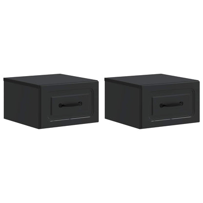 vidaXL Wall-Mounted Bedside Cabinet 2 pcs Black 34.5 x 33 x 20 cm