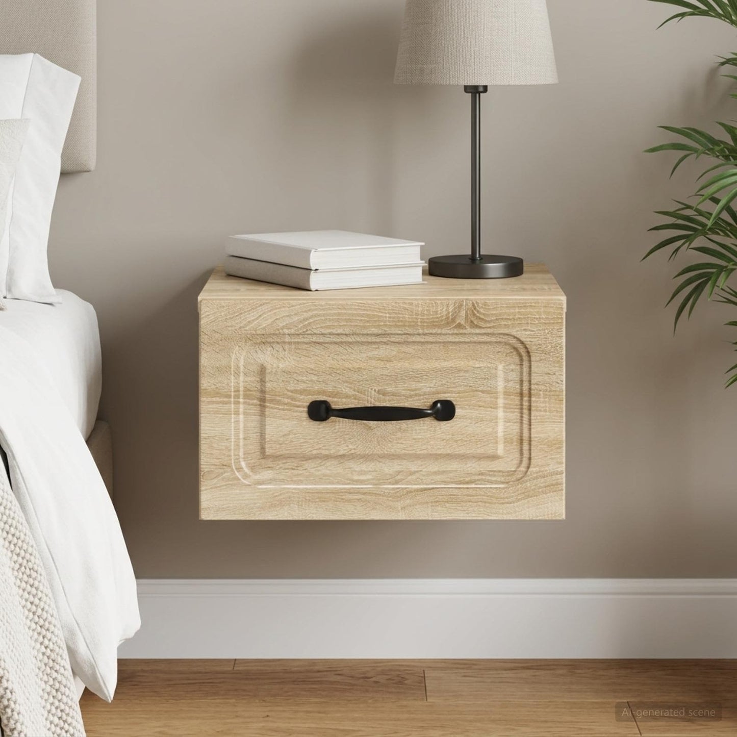 vidaXL Wall-Mounted Bedside Cabinet Sonoma Oak 34.5 x 33 x 20 cm