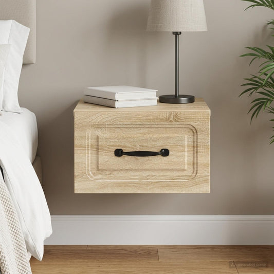vidaXL Wall-Mounted Bedside Cabinet Sonoma Oak 34.5 x 33 x 20 cm