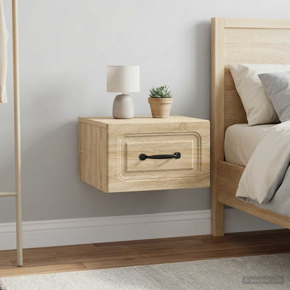 vidaXL Wall-Mounted Bedside Cabinet 2 pcs Sonoma Oak 34.5 x 33 x 20 cm
