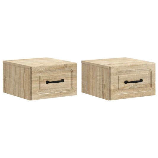 vidaXL Wall-Mounted Bedside Cabinet 2 pcs Sonoma Oak 34.5 x 33 x 20 cm