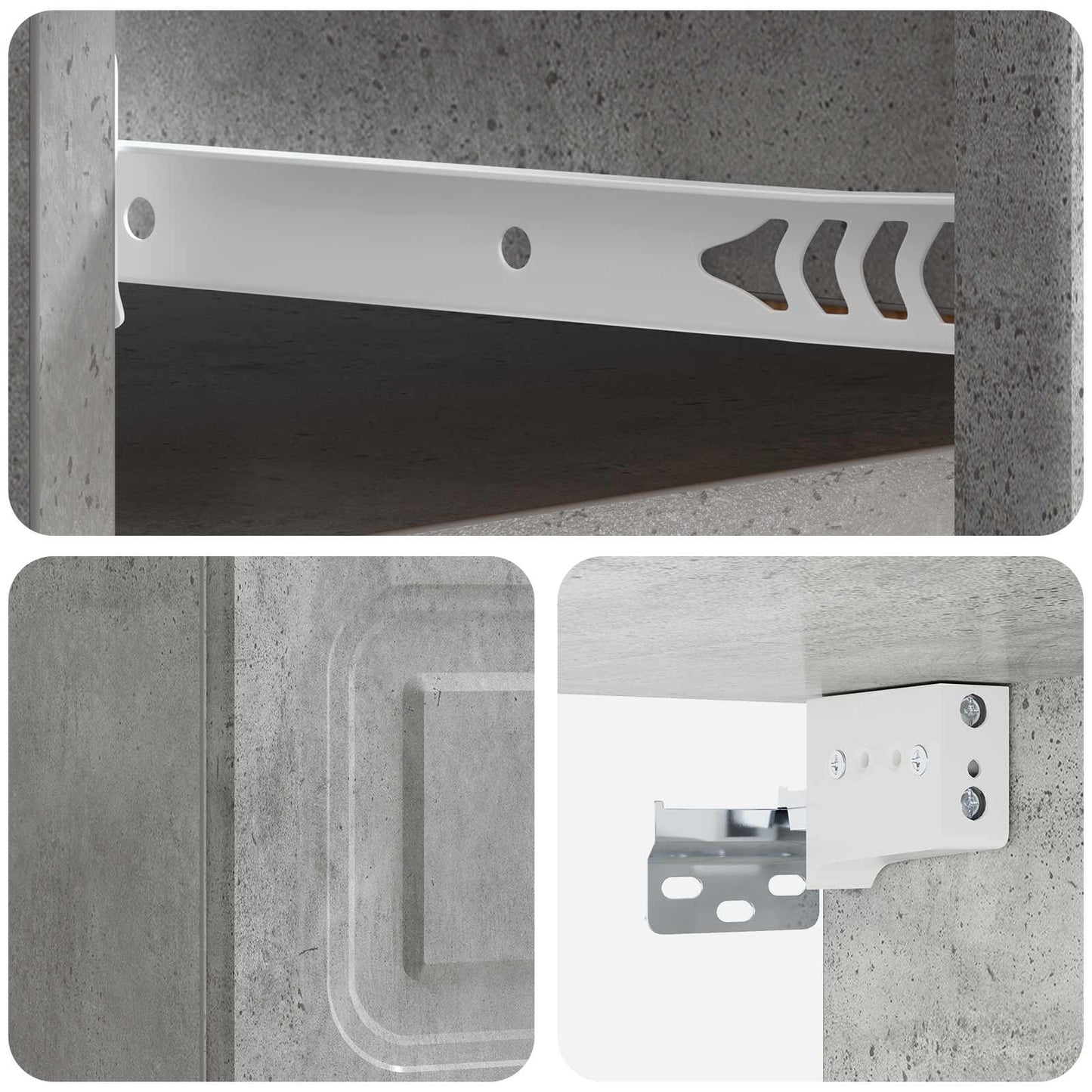 vidaXL Wall-Mounted Bedside Cabinet with Drawer 2 pcs Concrete Grey