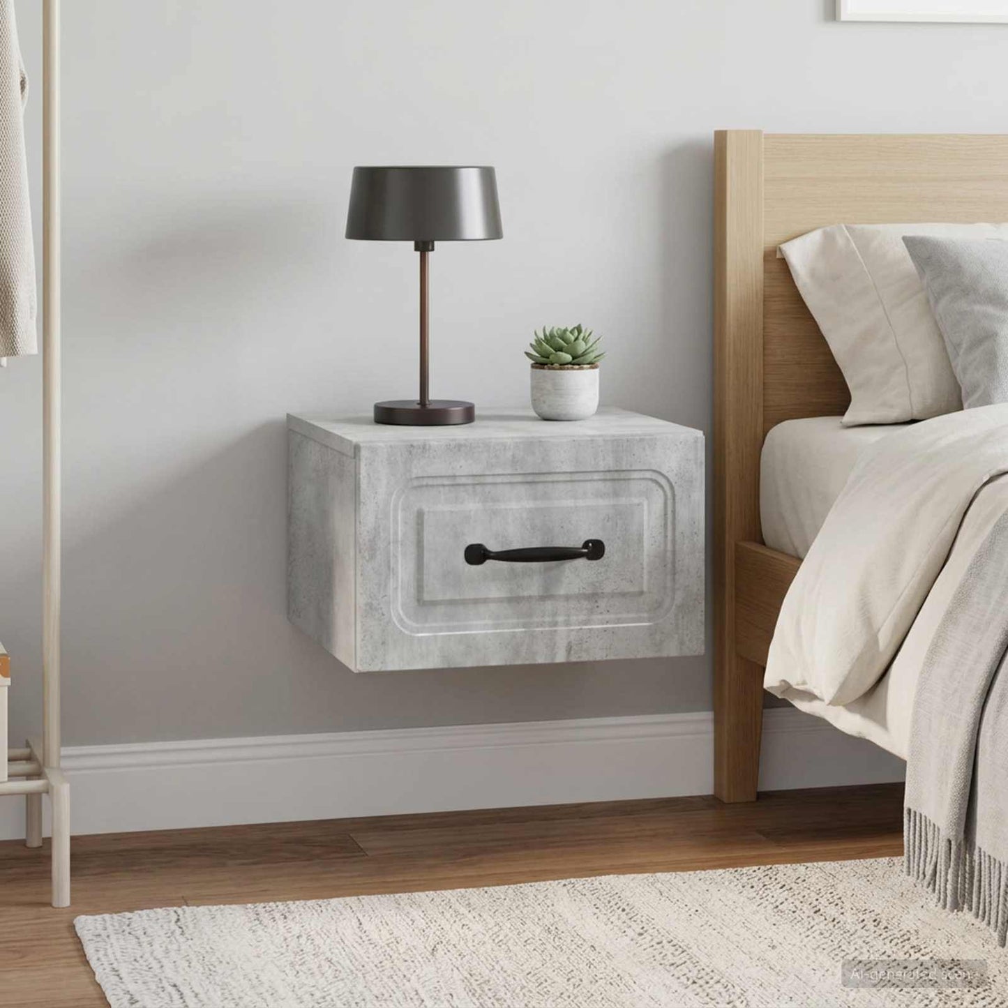 vidaXL Wall-Mounted Bedside Cabinet with Drawer 2 pcs Concrete Grey