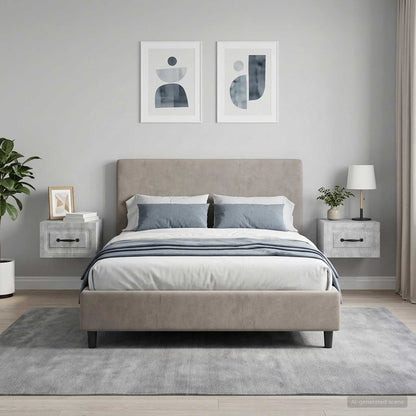 vidaXL Wall-Mounted Bedside Cabinet with Drawer 2 pcs Concrete Grey