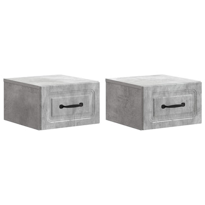 vidaXL Wall-Mounted Bedside Cabinet with Drawer 2 pcs Concrete Grey