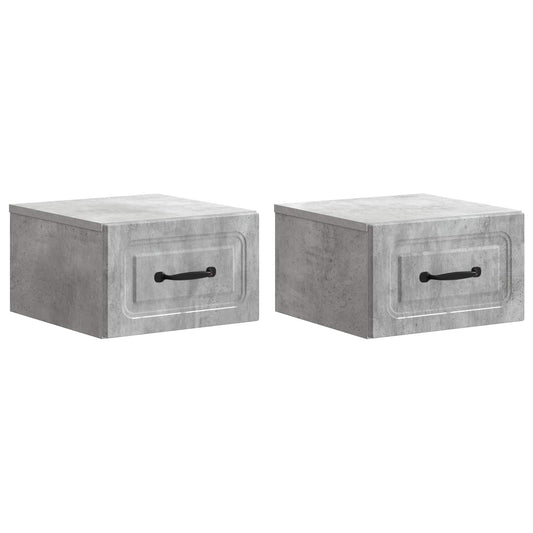 vidaXL Wall-Mounted Bedside Cabinet with Drawer 2 pcs Concrete Grey