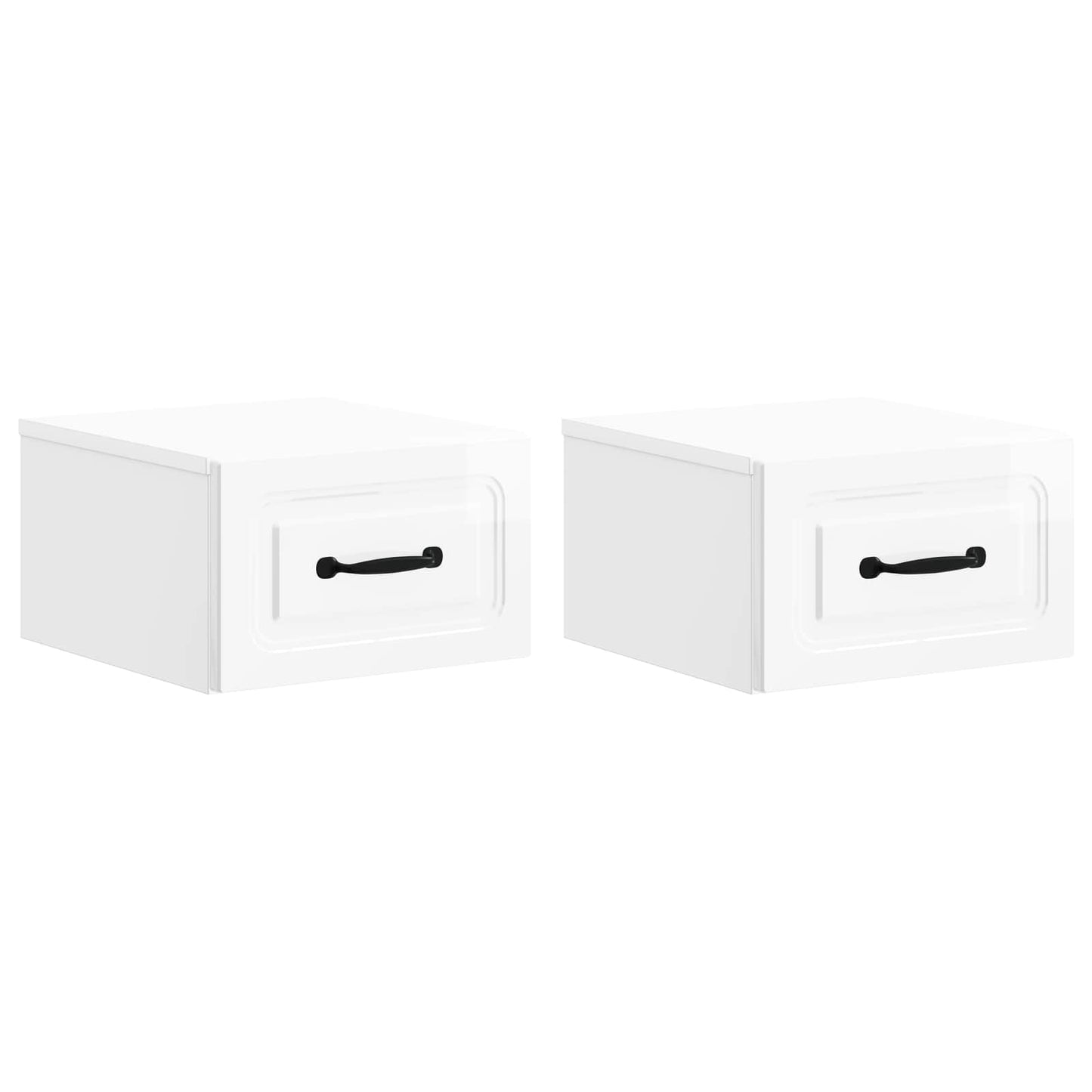 vidaXL Wall-Mounted Bedside Cabinet with Drawer 2 pcs High Gloss White