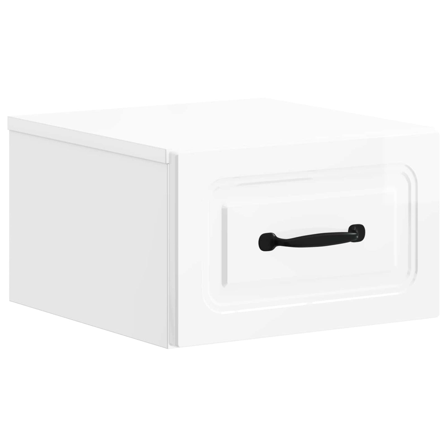 vidaXL Wall-Mounted Bedside Cabinet with Drawer 2 pcs High Gloss White
