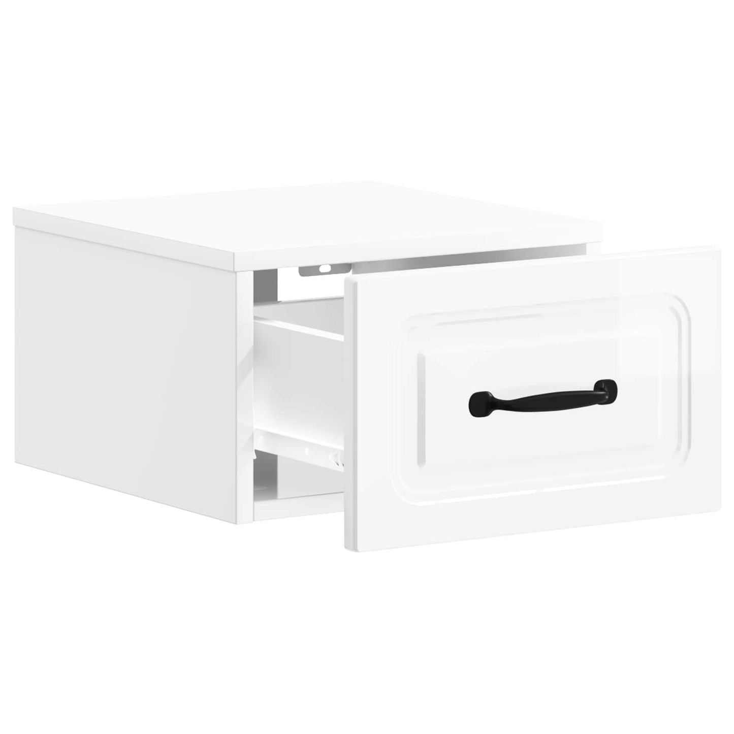 vidaXL Wall-Mounted Bedside Cabinet with Drawer 2 pcs High Gloss White