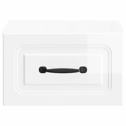 vidaXL Wall-Mounted Bedside Cabinet with Drawer 2 pcs High Gloss White
