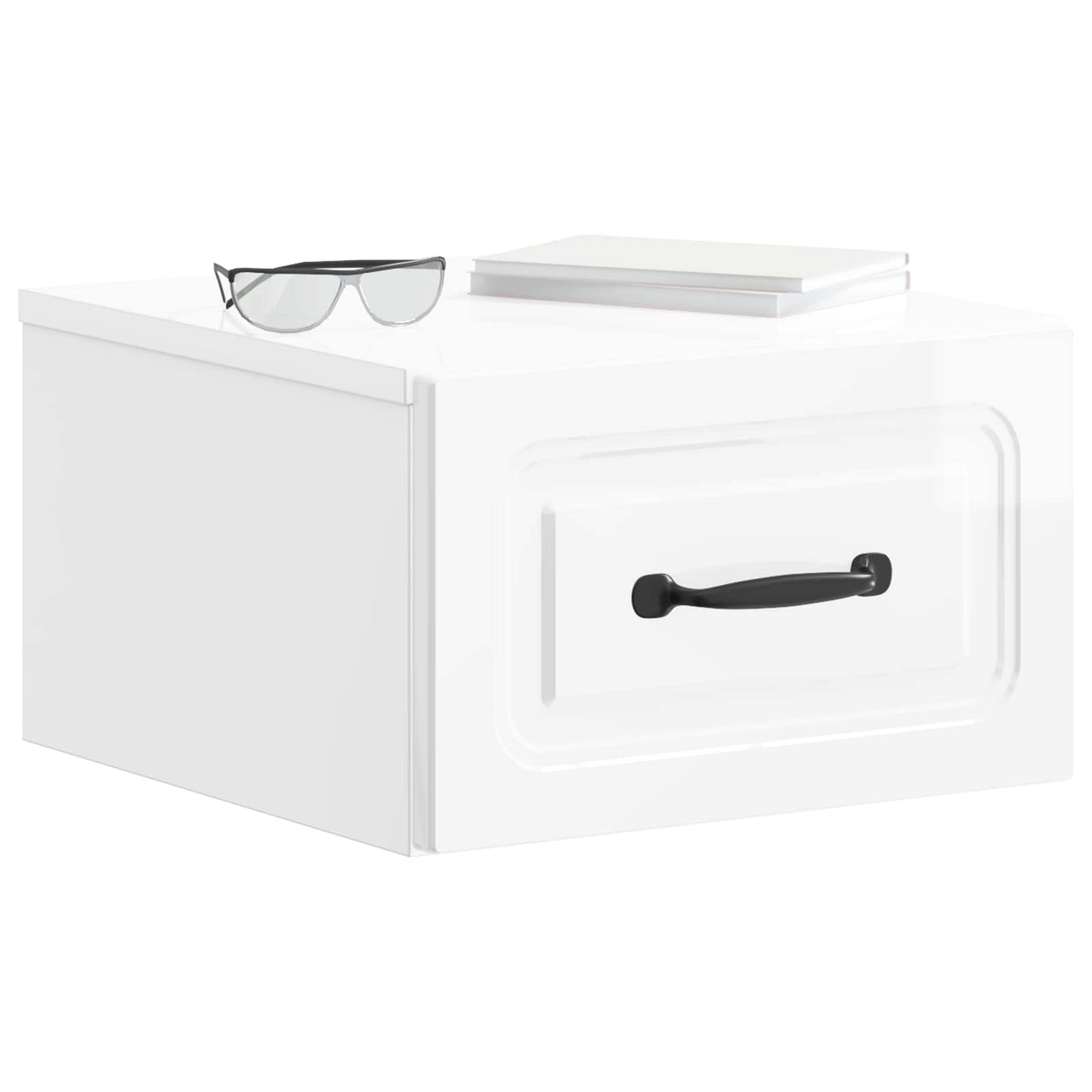 vidaXL Wall-Mounted Bedside Cabinet with Drawer 2 pcs High Gloss White