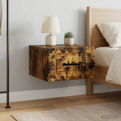 vidaXL Wall-Mounted Bedside Cabinet 2 pcs Smoked Oak 34.5 x 33 x 20 cm