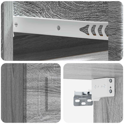 vidaXL Wall-Mounted Bedside Cabinet Grey Sonoma 34.5 x 33 x 20 cm