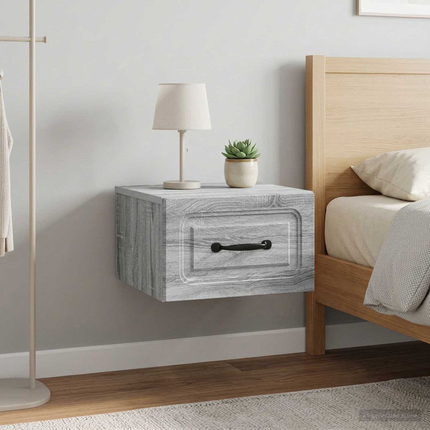 vidaXL Wall-Mounted Bedside Cabinet 2 pcs Grey Sonoma Engineered Wood