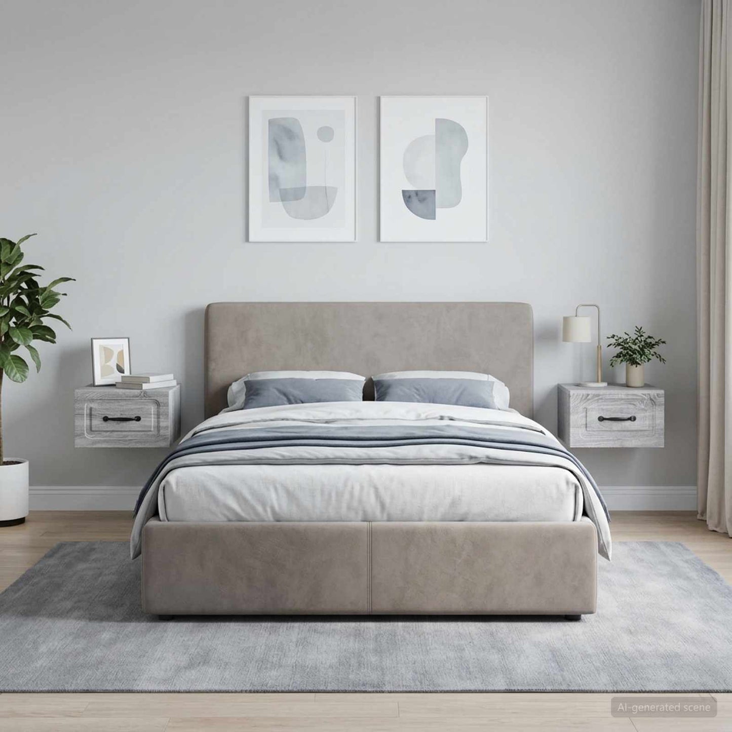 vidaXL Wall-Mounted Bedside Cabinet 2 pcs Grey Sonoma Engineered Wood