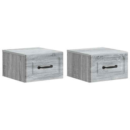 vidaXL Wall-Mounted Bedside Cabinet 2 pcs Grey Sonoma Engineered Wood