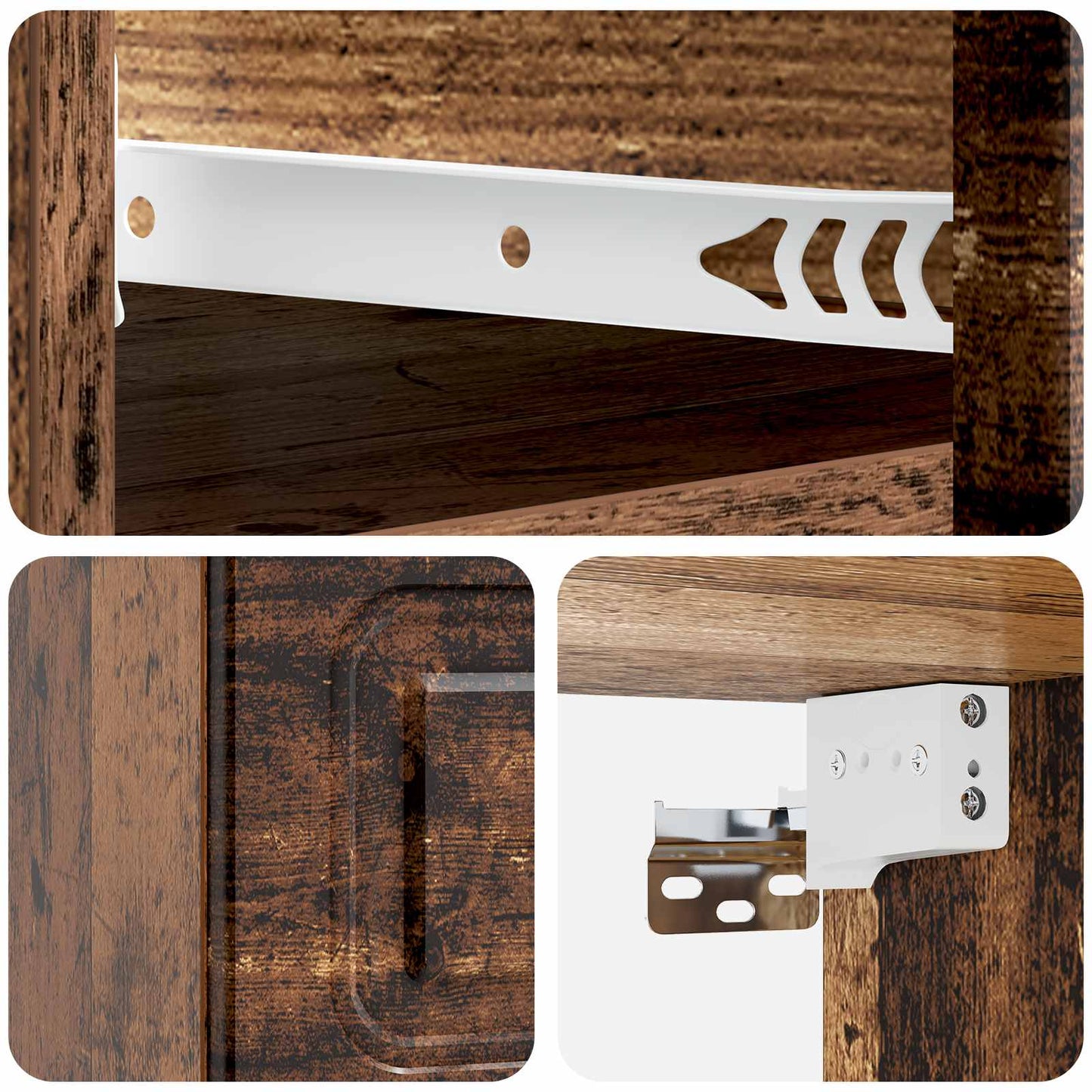 vidaXL Wall-Mounted Bedside Cabinet Old Wood 34.5 x 33 x 20 cm