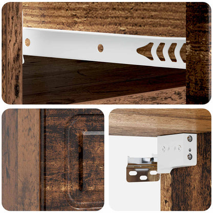 vidaXL Wall-Mounted Bedside Cabinet Old Wood 34.5 x 33 x 20 cm