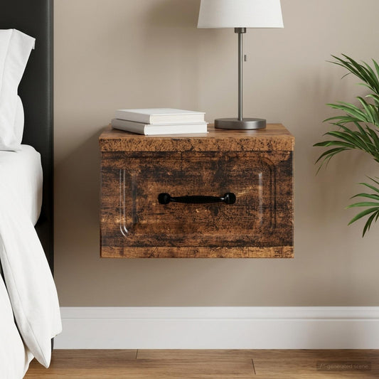 vidaXL Wall-Mounted Bedside Cabinet Old Wood 34.5 x 33 x 20 cm
