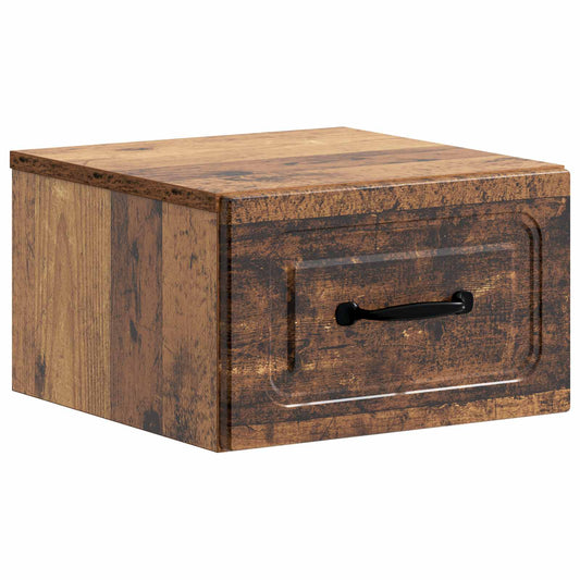 vidaXL Wall-Mounted Bedside Cabinet Old Wood 34.5 x 33 x 20 cm