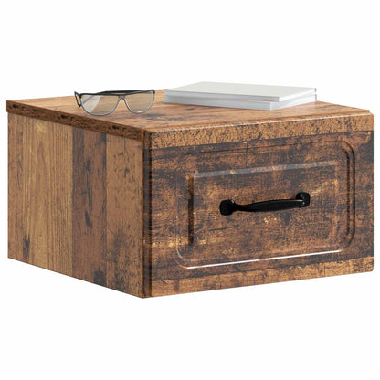 vidaXL Wall-Mounted Bedside Cabinet Old Wood 34.5 x 33 x 20 cm