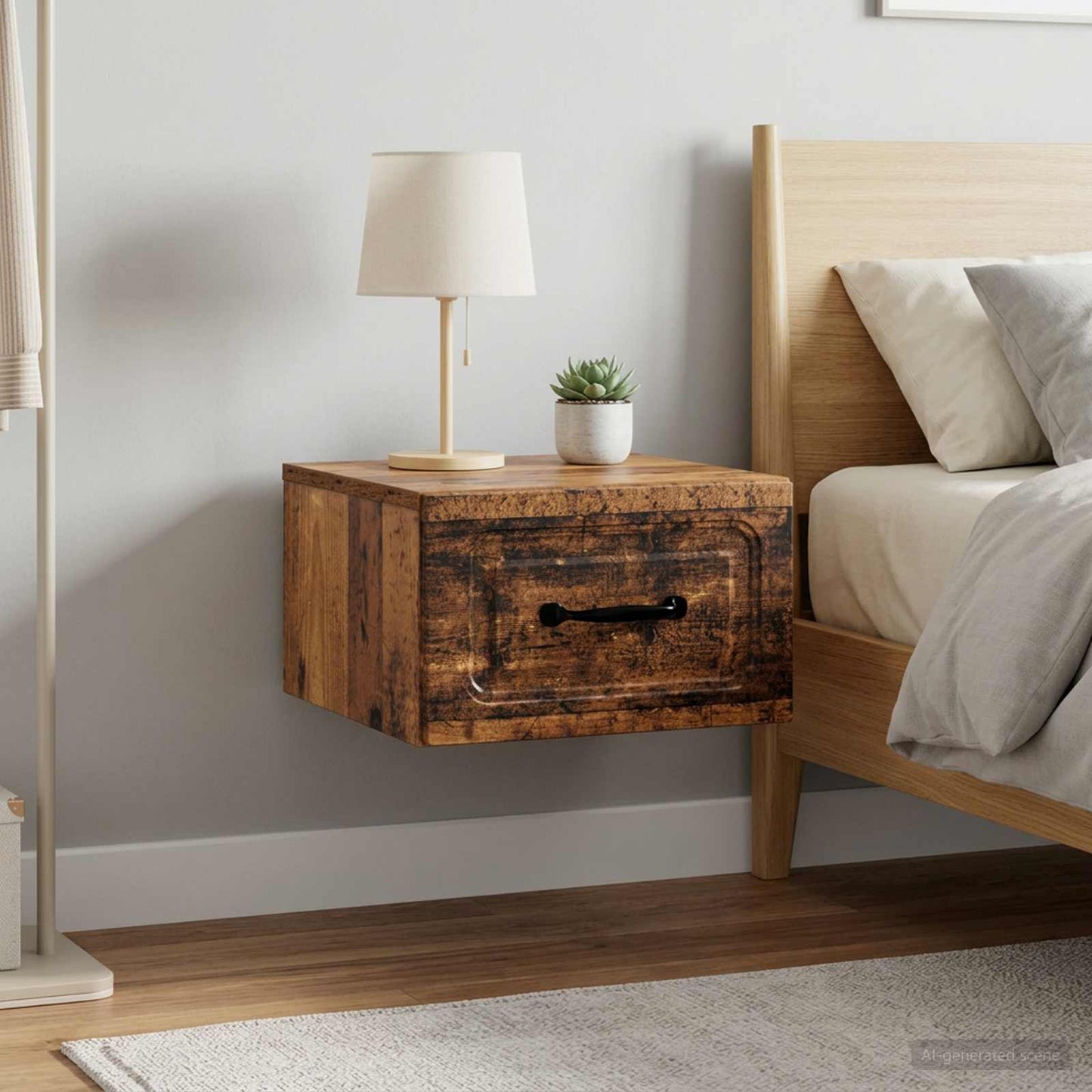 vidaXL Wall-Mounted Bedside Cabinet 2 pcs Old Wood 34.5 x 33 x 20 cm