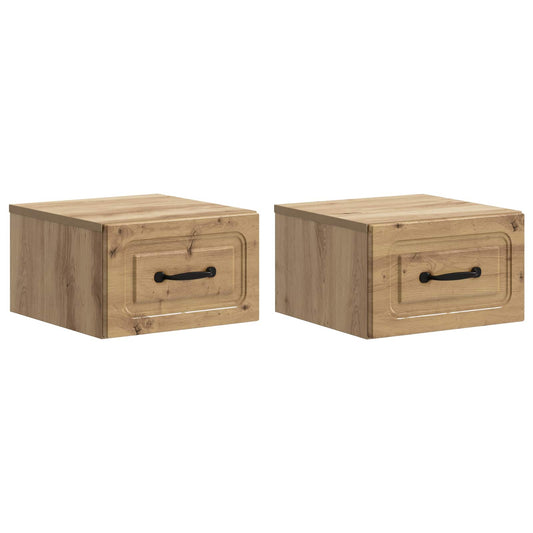 vidaXL Wall-Mounted Bedside Cabinet 2 pcs Artisan Oak