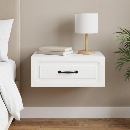 vidaXL Wall-Mounted Bedside Cabinet White 49 x 34.5 x 20 cm