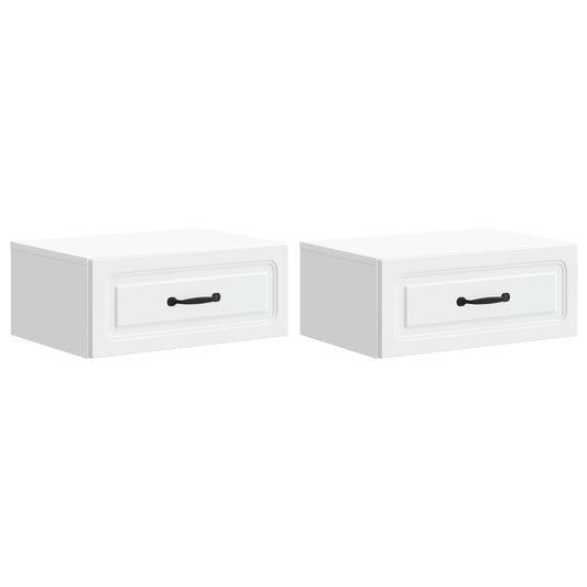 vidaXL Wall-Mounted Bedside Cabinet 2 pcs White 49 x 34.5 x 20 cm