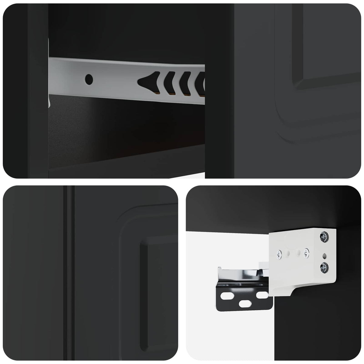 vidaXL Wall-Mounted Bedside Cabinet Black 49 x 34.5 x 20 cm