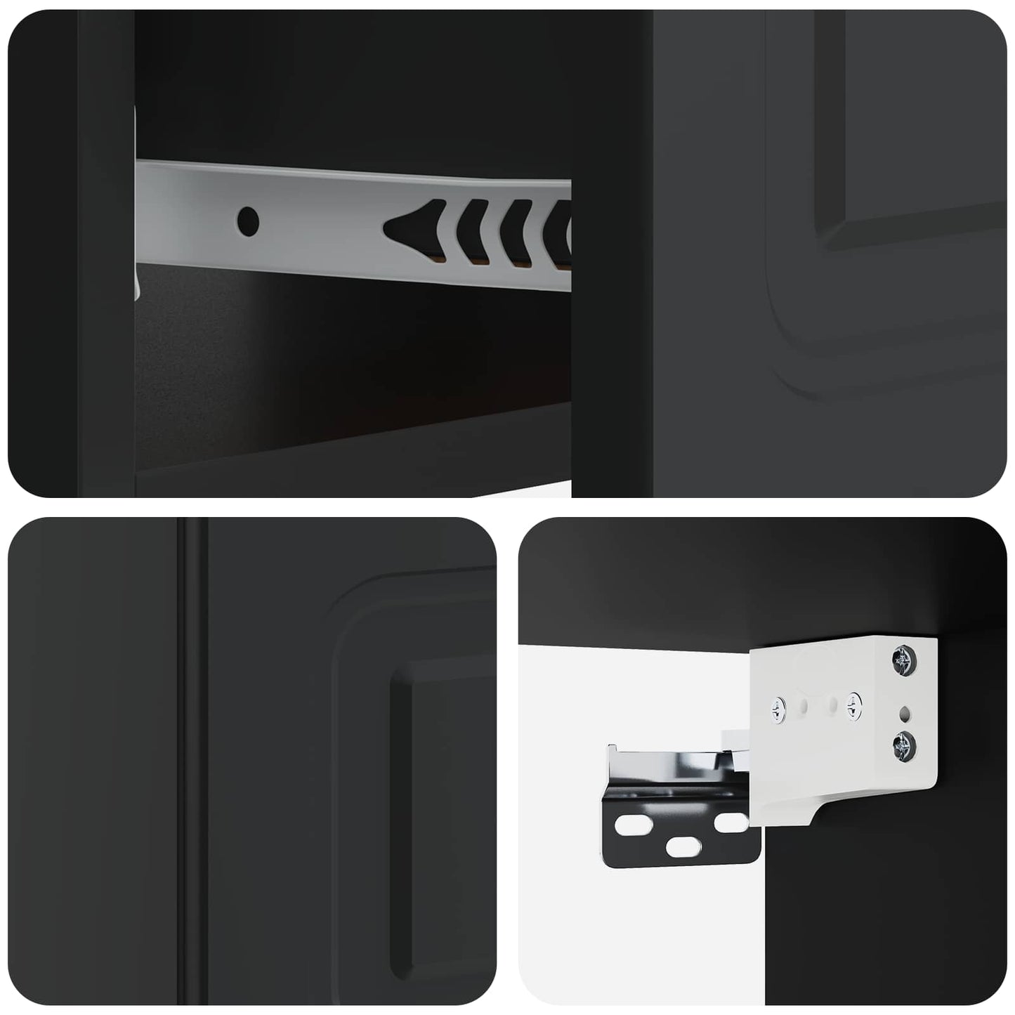 vidaXL Wall-Mounted Bedside Cabinet Black 49 x 34.5 x 20 cm
